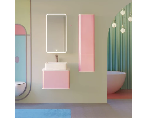 Зеркальный шкаф 45,5x85,5 см розовой иней R Jorno Pastel Pas.03.46/PI