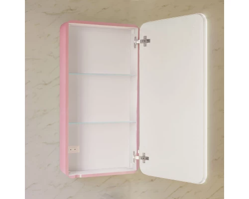 Зеркальный шкаф 45,5x85,5 см розовой иней R Jorno Pastel Pas.03.46/PI
