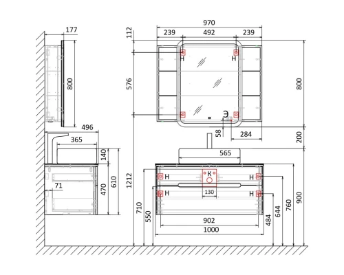 Тумба белый 100 см Jorno Bosko Bos.01.100/P/W