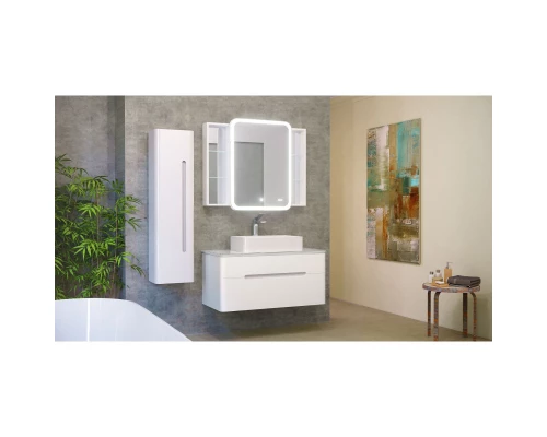 Зеркальный шкаф 100x80 см белый Jorno Bosko Bos.03.100/W