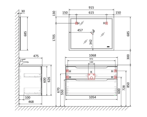 Тумба белый 105,4 см Jorno Slide Sli.01.105/P/W
