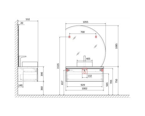Тумба белый матовый 100,2 см Jorno Solis Sol.01.100/P/W