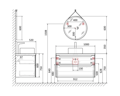 Тумба белый глянец 100 см Jorno Wood Wood.01.100/P/W + Wood.06.100/DW