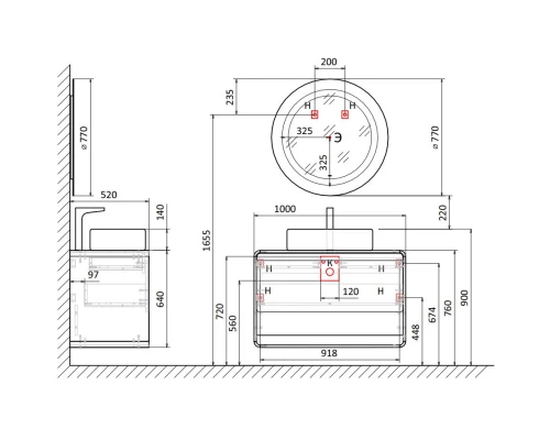 Тумба белый/дуб 100 см Jorno Ronda Ron.01.100/P/D-W