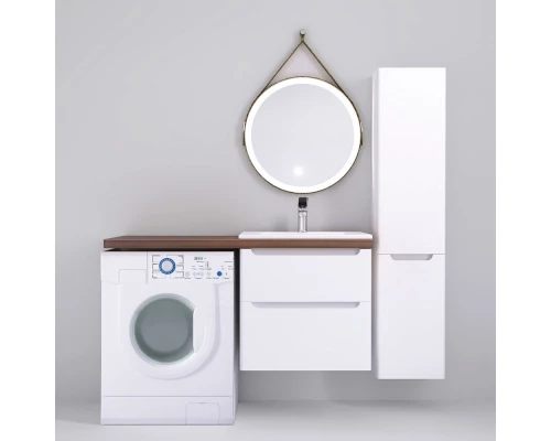 Тумба с раковиной белый глянец 122 см Jorno Wood Wood.01.60/P/W + Wood.06.122/DW + Mol.08.65/W + Bra.05.461/L/W