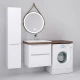 Тумба с раковиной белый глянец 122 см Jorno Wood Wood.01.60/P/W + Wood.06.122/DW + Mol.08.65/W + Bra.05.461/R/W