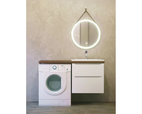 Тумба с раковиной белый глянец 122 см Jorno Wood Wood.01.60/P/W + Wood.06.122/DW + Mol.08.65/W + Bra.05.461/L/W