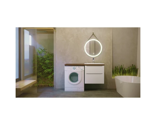 Тумба с раковиной белый глянец 122 см Jorno Wood Wood.01.60/P/W + Wood.06.122/DW + Mol.08.65/W + Bra.05.461/L/W