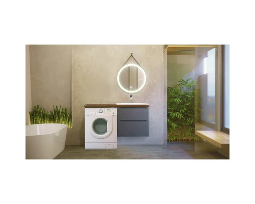 Тумба с раковиной серый матовый 122 см Jorno Wood Wood.01.60/P/GR + Wood.06.122/DW + Mol.08.65/W + Bra.05.461/L/W