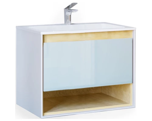 Тумба с раковиной белый/дуб 77 см Jorno Glass