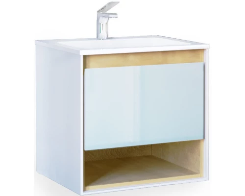 Комплект мебели белый/дуб 62 см Jorno Glass