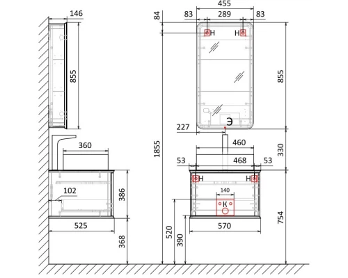 Комплект мебели французский серый 57,4 см Jorno Pastel