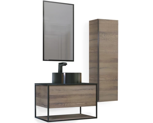 Комплект мебели древесный аттик/черный 75 см Jorno Steal SET/Ste.01.75/P/Da/0025403/Ste.02.50/Pl/B