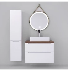 Комплект мебели белый глянец 80 см со столешницей бук темный Jorno Wood