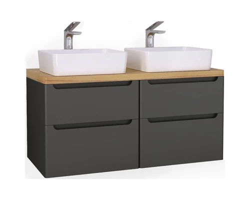 Тумба с раковиной серый матовый 119,6 см со столешницей бук светлый Jorno Wood