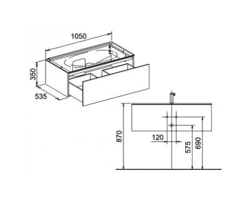Тумба платиновый дуб 105 см KEUCO Edition 11 31351440000