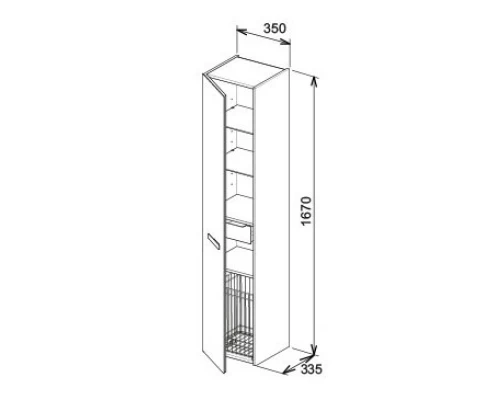 Пенал левосторонний с корзиной белый матовый/белое матовое стекло KEUCO Royal Universe 32731270001
