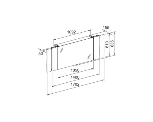 Зеркальный шкаф с люминесцентной подсветкой 170,2x63,5 см Keuco Edition 11 21102171201