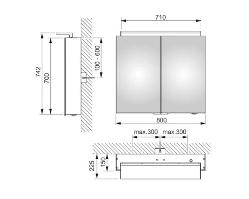 Зеркальный шкаф 80x74,2 см KEUCO Royal L1 13603171302