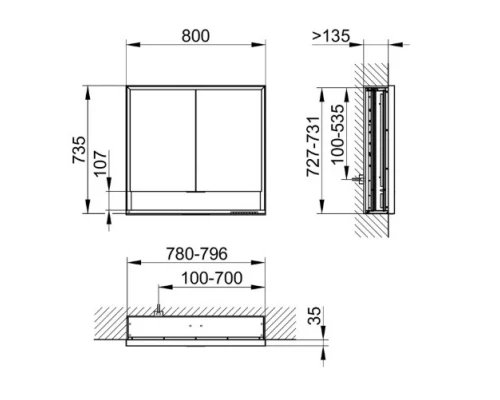 Зеркальный шкаф 80x73,5 см KEUCO Royal Lumos 14312171301