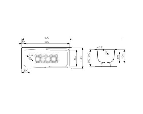Чугунная ванна 180x80 см Kaiser KB-1501
