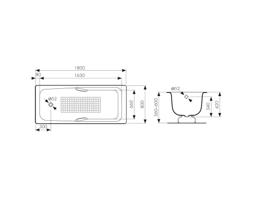 Чугунная ванна 180x80 см Kaiser KB-1502
