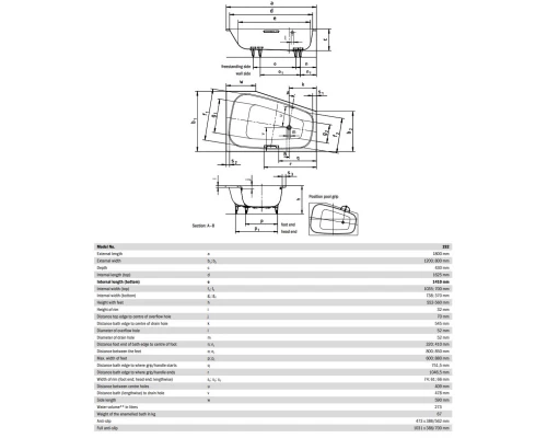 Стальная ванна 180x120 см L Kaldewei Plaza Duo 192 Standard