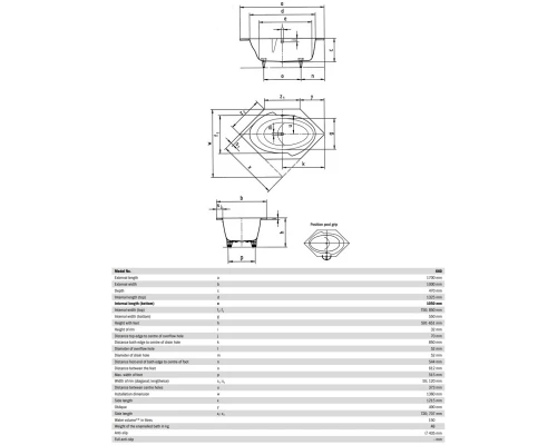Стальная ванна 170x100 см Kaldewei Twin Pool 660 Standard