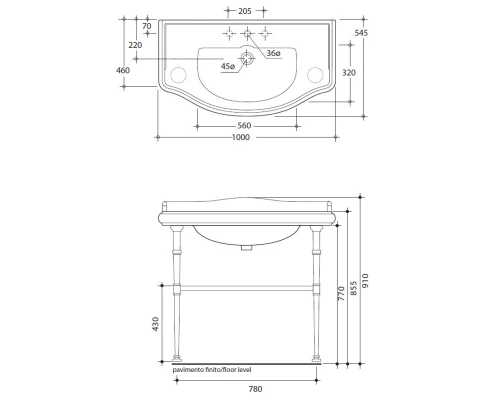 Консоль для раковины золото Kerasan Retro 730091