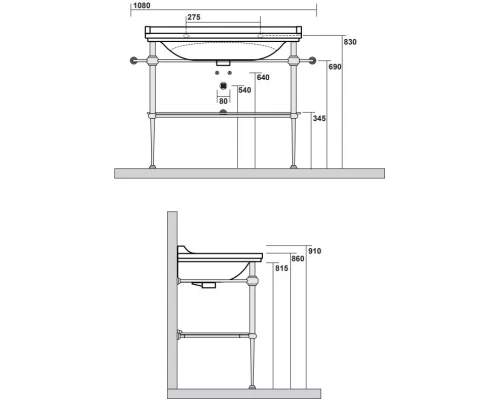 Консоль для раковины золото Kerasan Waldorf 9196K2oro