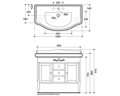 Тумба орех 90 см Kerasan Retro 734740