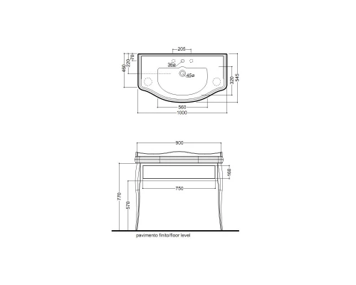 Тумба белый глянец 90 см Kerasan Retro 7363K7