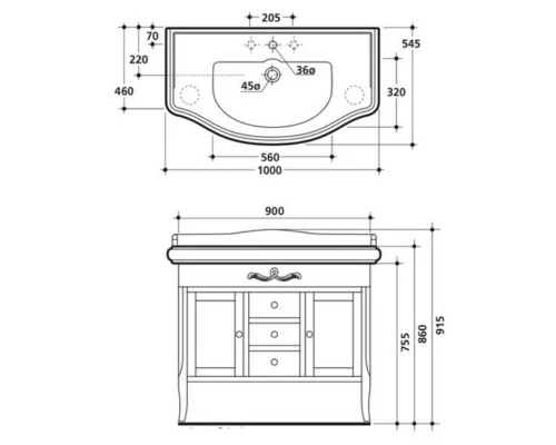 Тумба бордо 90 см Kerasan Retro 734753