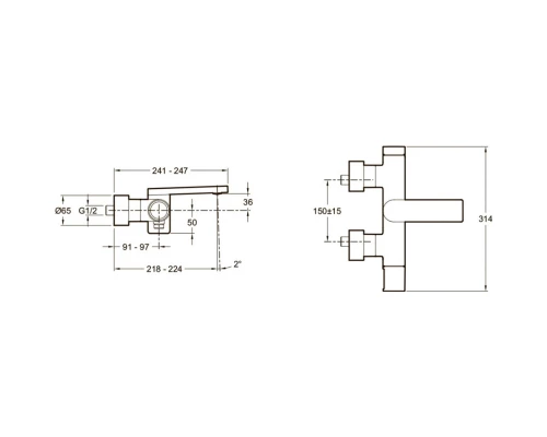 Смеситель для ванны Jacob Delafon Composed E73095-CP + E32910-CP