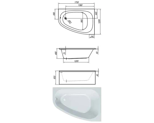 Акриловая ванна 170x120 см L Kolpa San Chad Basis 5012-01