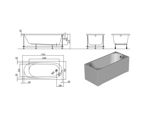 Акриловая ванна 170x75 см Kolpa San Tamia (1W28F) 567290