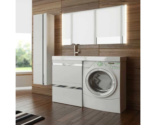 Пенал подвесной с бельевым мешком белый глянец L LOTOS-37