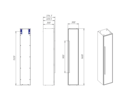 Пенал подвесной серо-зеленый матовый L/R La Fenice Elba FNC-05-ELB-G-30