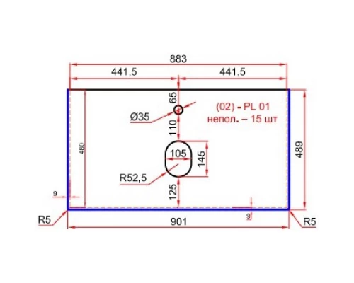 Столешница 90,1 см Gray Structural La Fenice Granite FNC-03-PL01-90