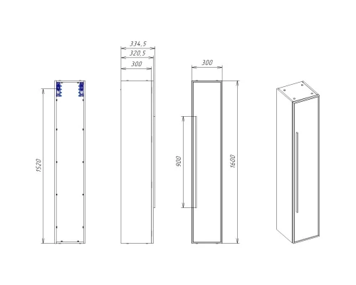 Пенал подвесной синий матовый L/R La Fenice Terra FNC-05-TER-BG-30
