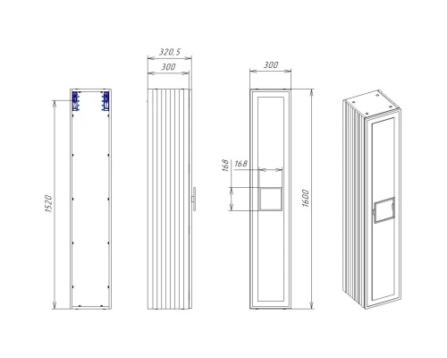 Пенал подвесной белый матовый L/R La Fenice Cubo FNC-05-CUB-B-30 + FNC-04-CUB-B-168