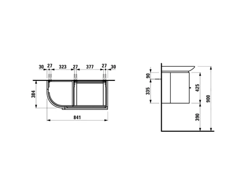 Тумба белый матовый 84,1 см 2 выдвижных ящика Laufen Case 4.0153.2.075.463.1