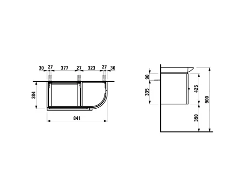 Тумба белый матовый 84,1 см 2 выдвижных ящика Laufen Case 4.0150.2.075.463.1