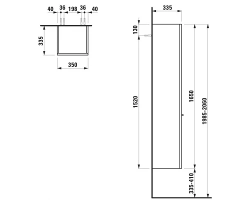 Пенал подвесной белый глянец L Laufen Case 4.0202.1.075.475.1