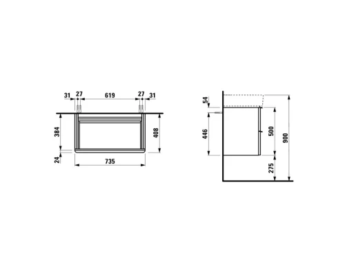 Тумба темный вяз 73,5 см Laufen Space 4.1018.2.160.103.1