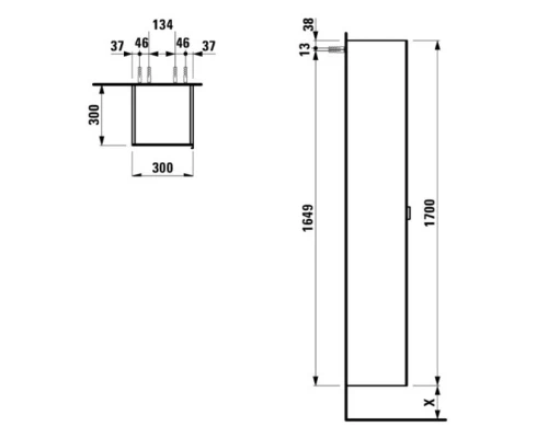 Пенал подвесной светлый орех R/L Laufen Space 4.1090.1.160.101.1