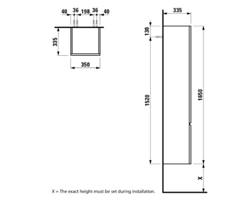 Пенал подвесной белый глянец L Laufen Pro 4.8312.1.095.475.1
