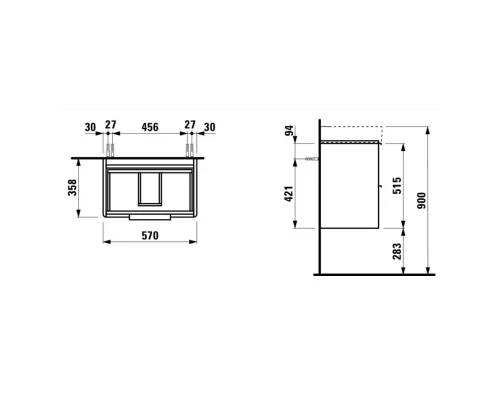 Тумба темный вяз 57 см Laufen Base 4.0221.2.110.263.1