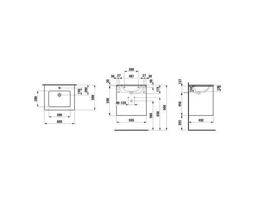 Тумба с раковиной белый глянец 60 см Laufen Base 8.6496.0.261.104.1