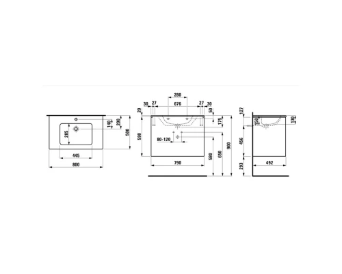 Тумба с раковиной белый глянец 80 см Laufen Base 8.6496.1.261.104.1
